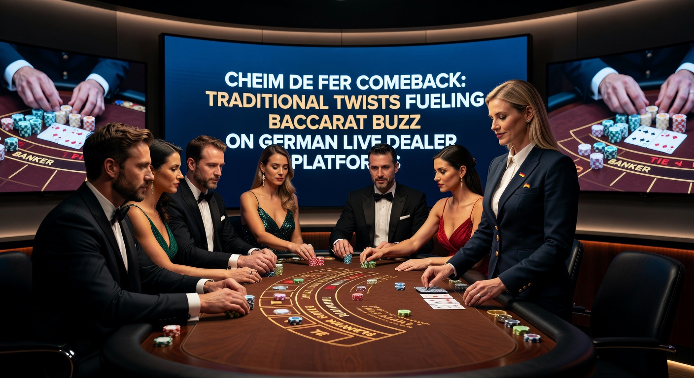 Nahaufnahme eines Chemin de Fer-Dealers, der Karten mischt, mit Spielern im Hintergrund
