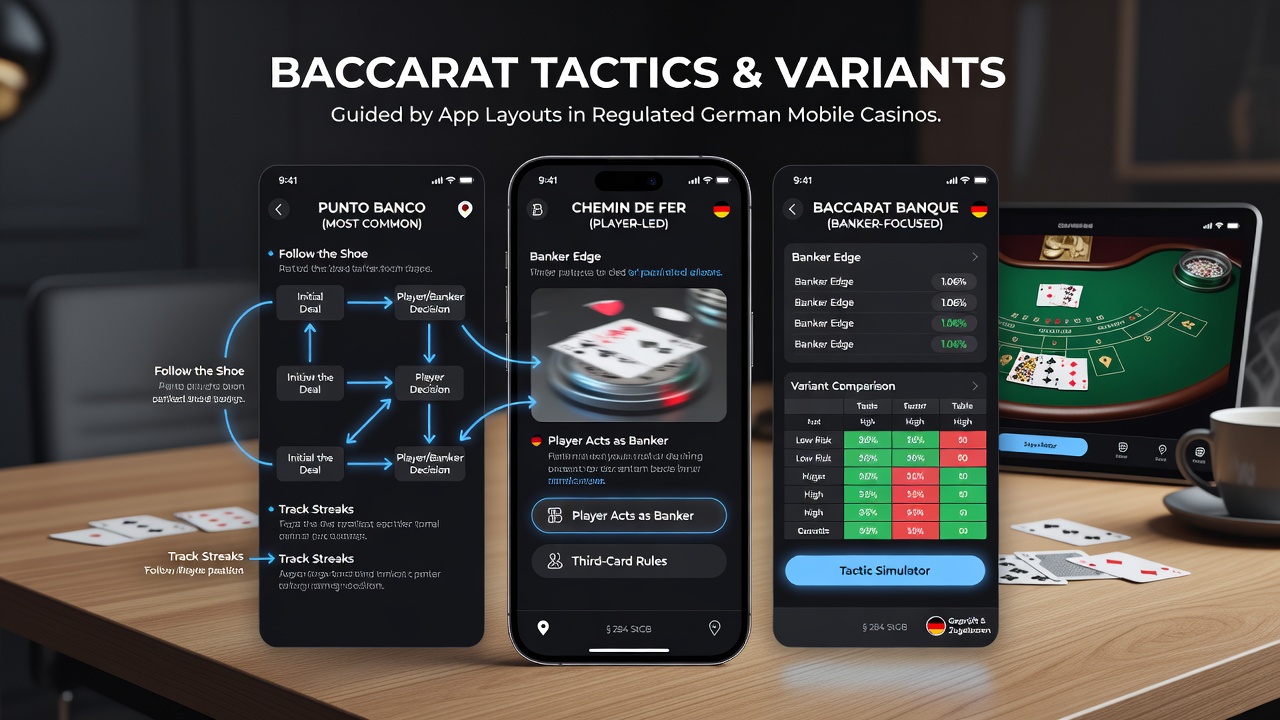Detailansicht einer deutschen Casino-App mit Baccarat-Varianten und Layout-Elementen für Taktikführung